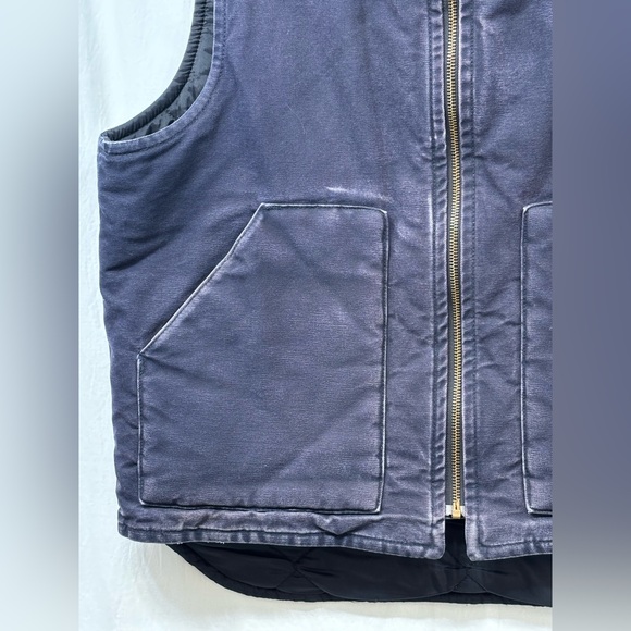 Vintage Carhartt Vest Mens Size Large V52 MDT Navy Blue Faded Zip Up RARE - Picture 2 of 16